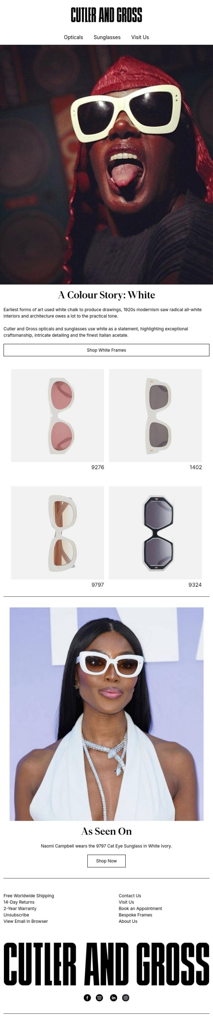 Email Design Inspiration from Cutler and Gross, A Colour Story: White