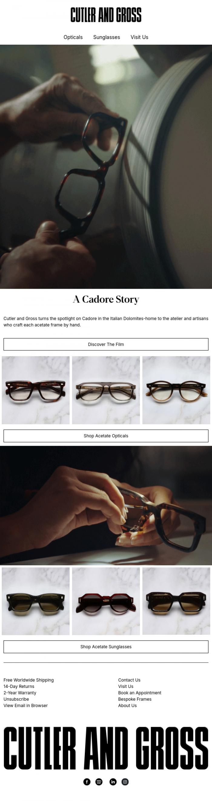 Email Design Inspiration from Cutler and Gross, The Cadore Story | Craft Film