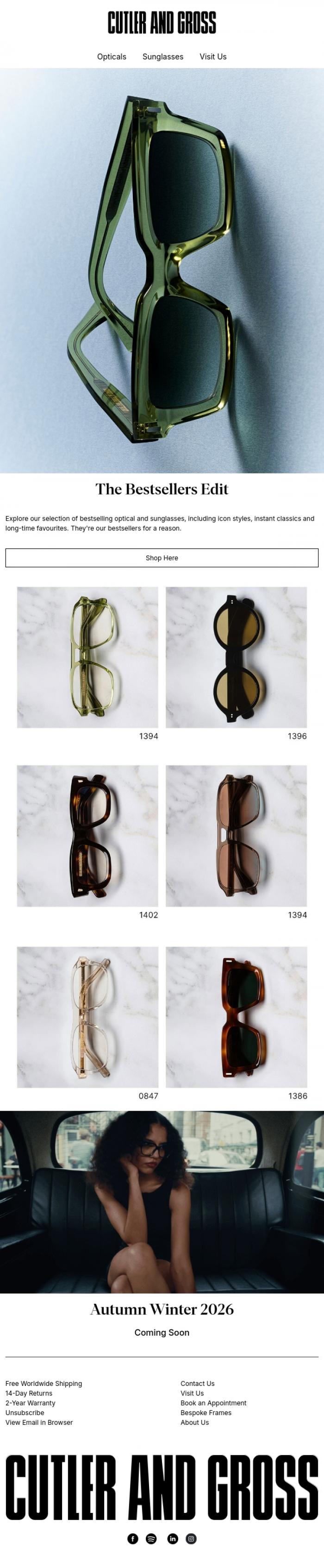 Email Design Inspiration from Cutler and Gross, The Bestsellers Edit