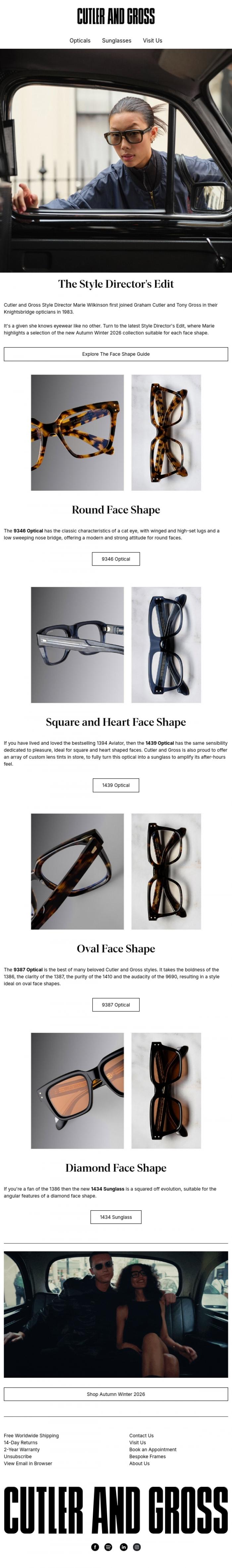 Email Design Inspiration from Cutler and Gross, The Style Director's Edit