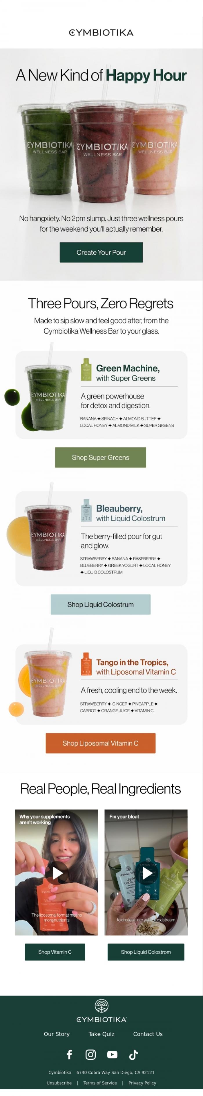 Email Design Inspiration from Cymbiotika, Happy hour just got better