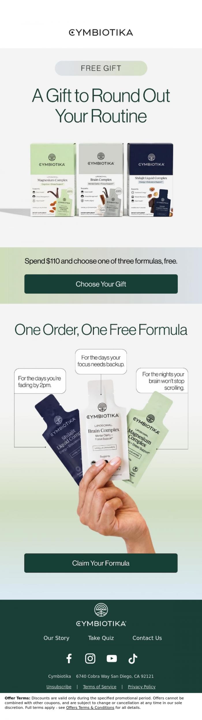 Email Design Inspiration from Cymbiotika, Who doesn't love a free gift?