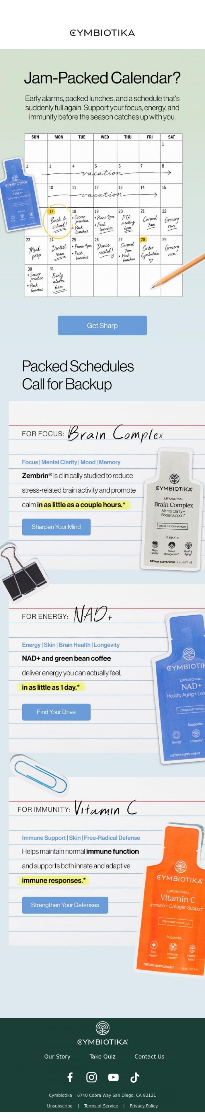 Email Design Inspiration from Cymbiotika, Syllabus week, but for adults