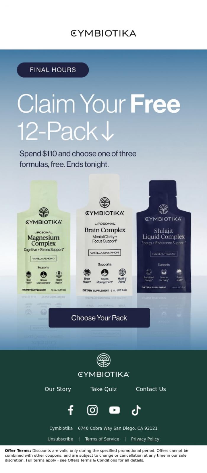 Email Design Inspiration from Cymbiotika, A 12-pack that's actually good for you