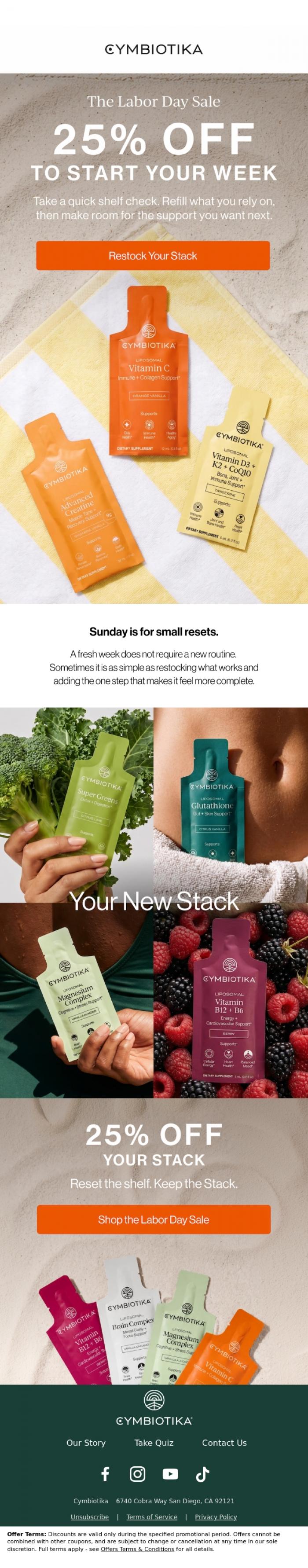 Email Design Inspiration from Cymbiotika, Sunday is for small resets
