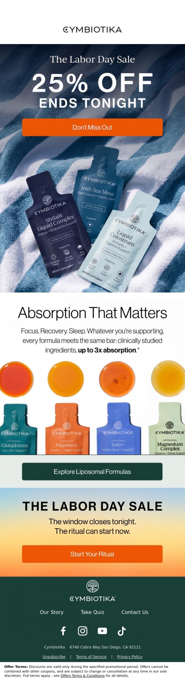 Email Design Inspiration from Cymbiotika, ⏰ Hours left to shop the Labor Day Sale