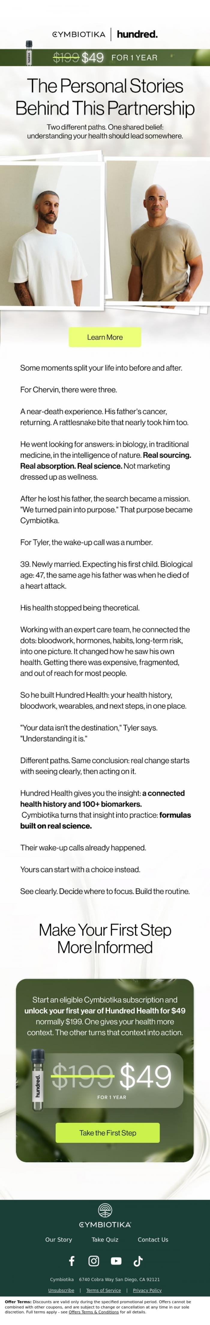 Email Design Inspiration from Cymbiotika, 100+ biomarkers. Your whole story. One place.