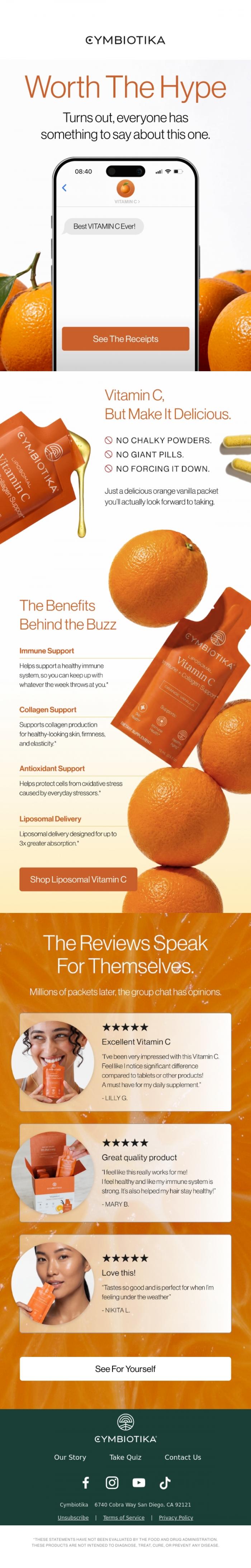Email Design Inspiration from Cymbiotika, The Group Chat's New Obsession 🍊