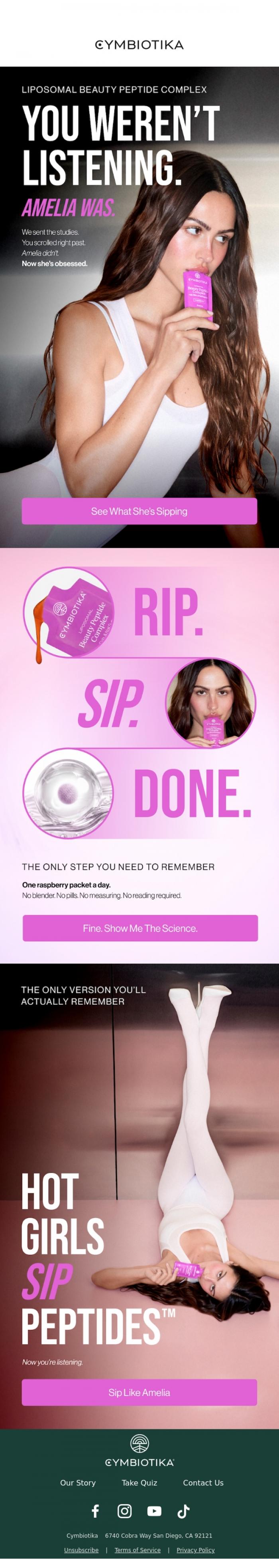 Email Design Inspiration from Cymbiotika, The Hot Girl Formula