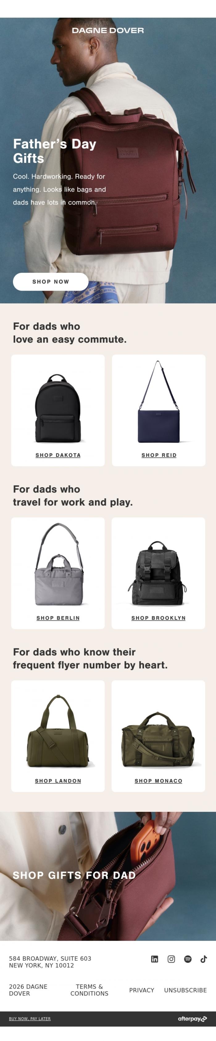 Email Design Inspiration from DAGNE DOVER, FRIENDLY FATHER'S DAY REMINDER.