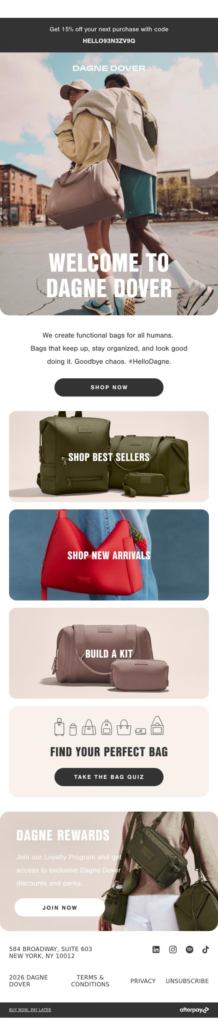 Email Design Inspiration from DAGNE DOVER, You're In.