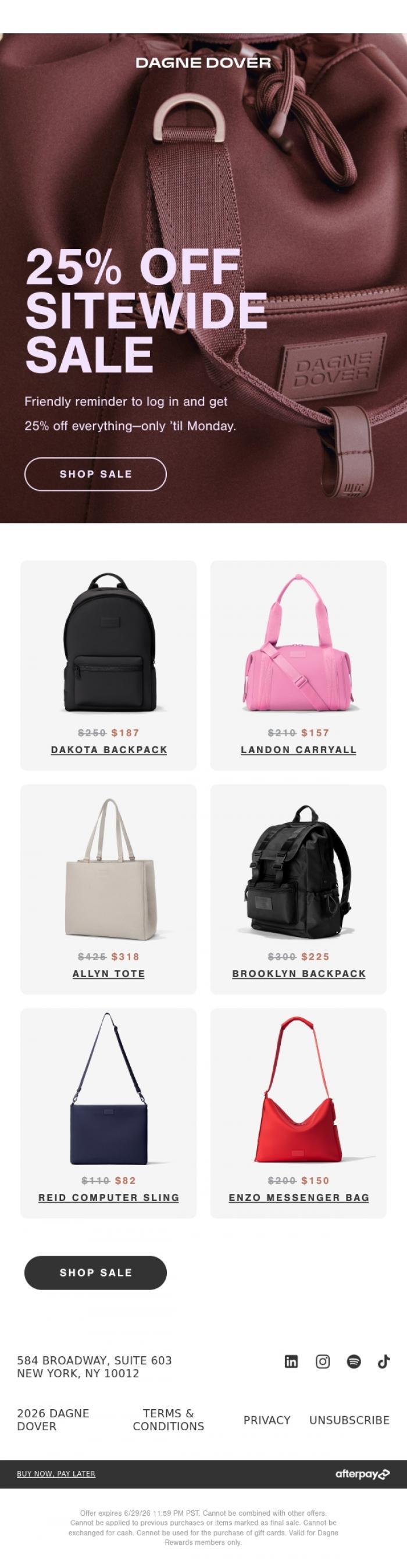 Email Design Inspiration from DAGNE DOVER, GET IT FOR 25% OFF.