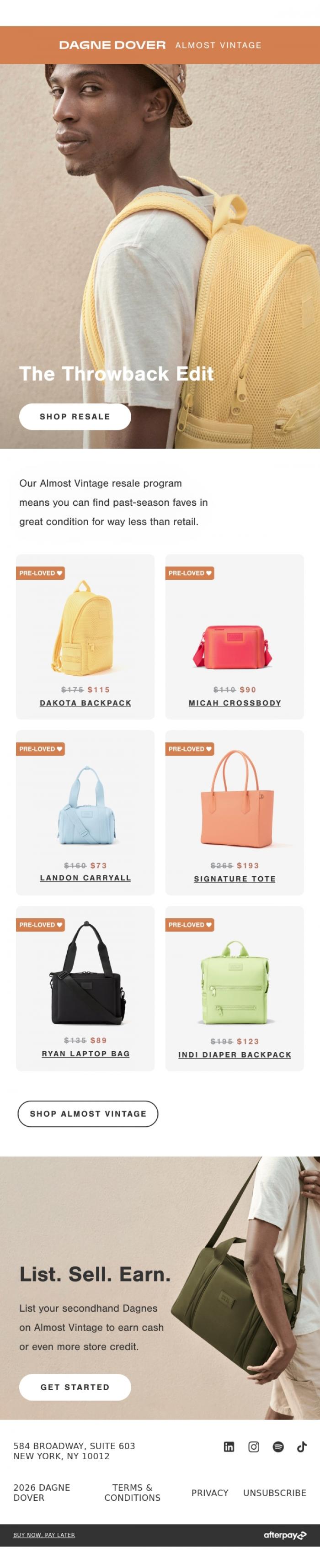 Email Design Inspiration from DAGNE DOVER, THROWBACKS.