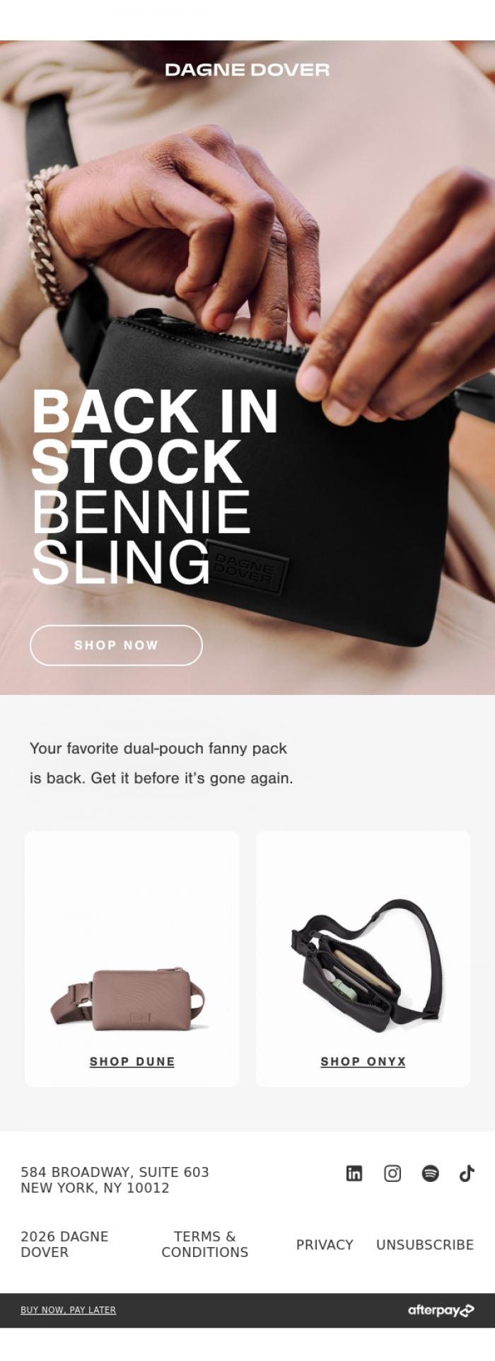 Email Design Inspiration from DAGNE DOVER, BENNIE'S BACK.
