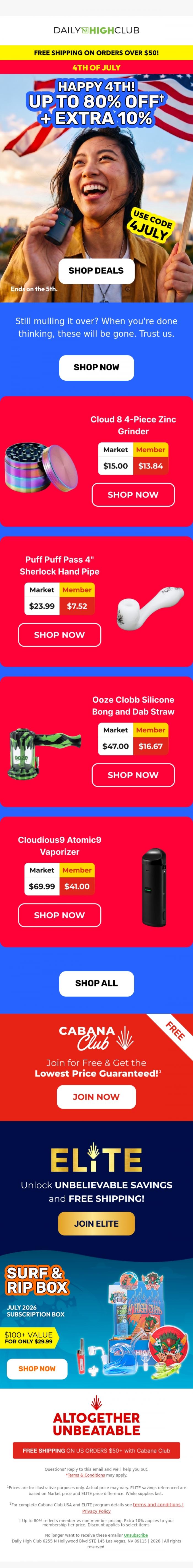 Email Design Inspiration from Daily High Club, celebrate your independence from mid seshes ✨