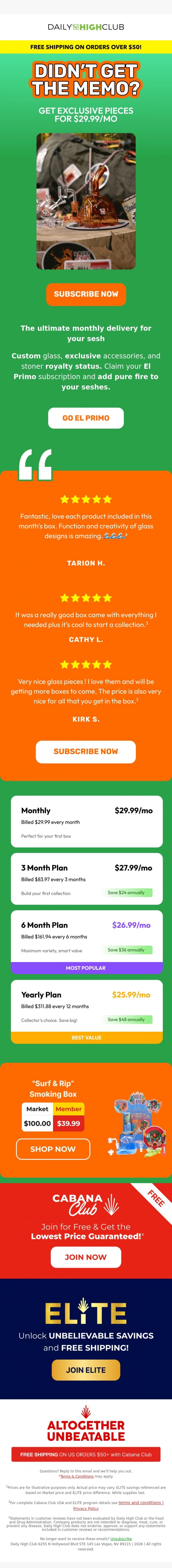 Email Design Inspiration from Daily High Club, 🤯 exclusive gear every month for only $29.99?