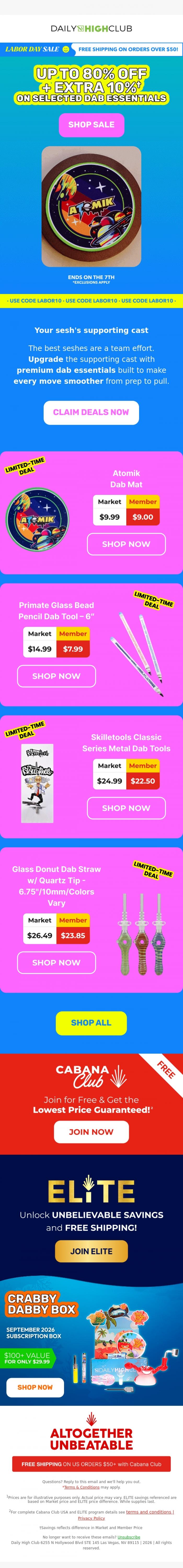 Email Design Inspiration from Daily High Club, 🤑 save up to 80% on dab essentials