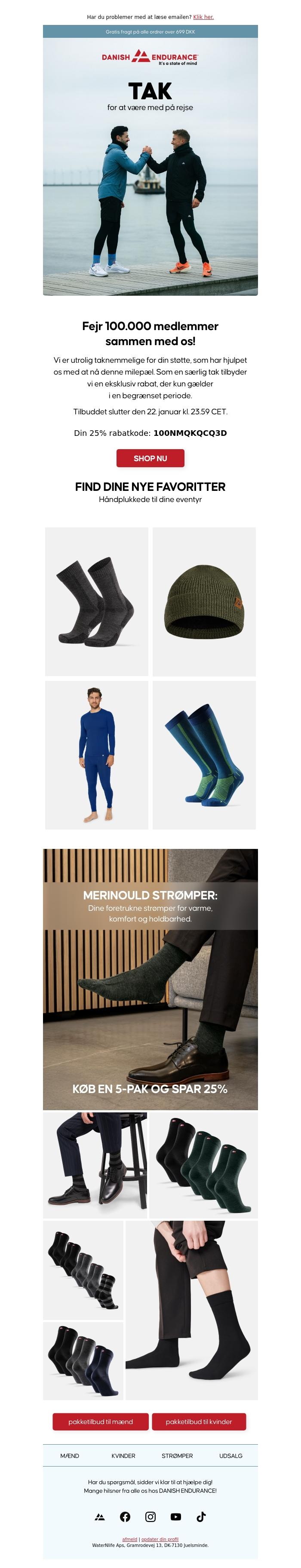 Email Design Inspiration from Danish Endurance, 100.000 Medlemmer: En Milep&aelig;l V&aelig;rd At Fejre
