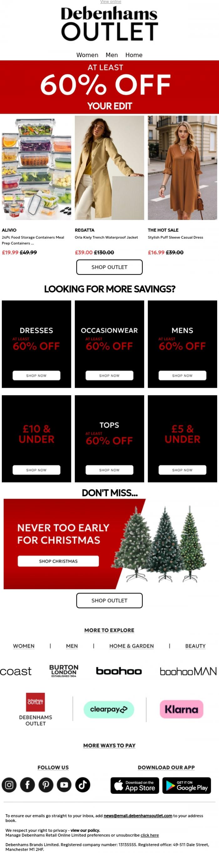 Email Design Inspiration from Debenhams Outlet, Your Edit Has Arrived!
