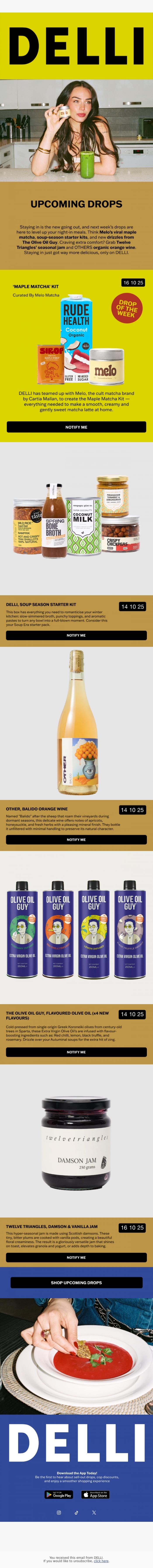 Email Design Inspiration from DELLI, Dropping Soon: Soup Season Must-Haves