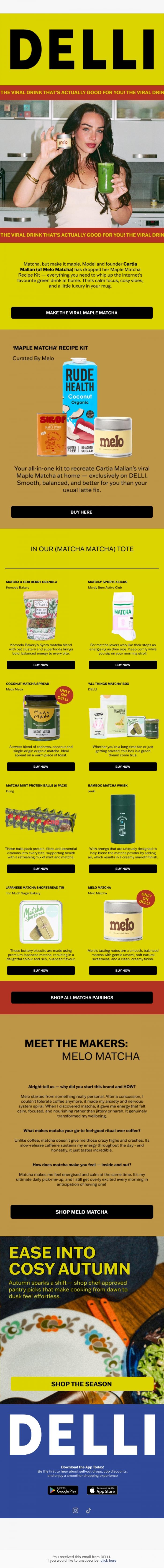 Email Design Inspiration from DELLI, DELLI Trends: Viral Maple Matcha Is HERE