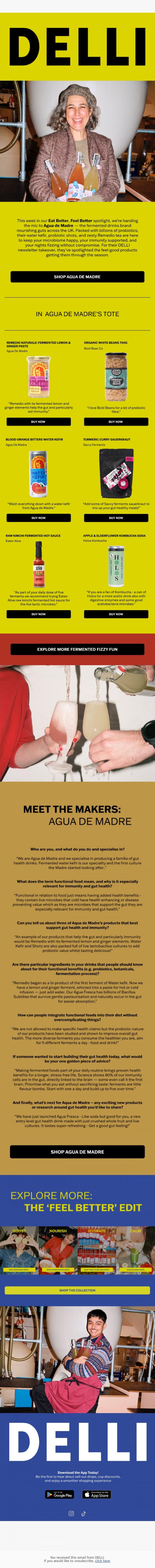 Email Design Inspiration from DELLI, DELLI Friends: Meet Agua de Madre - Gut-Lovin' Sips