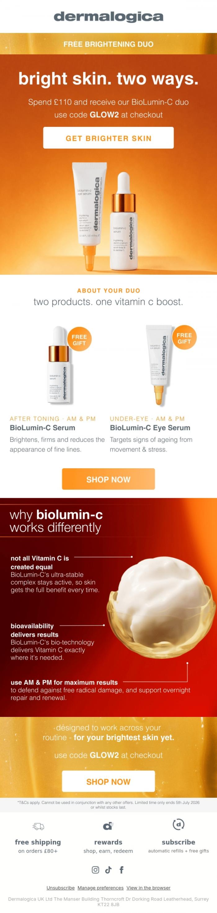 Email Design Inspiration from Dermalogica UK, Bright Skin. Two Ways.