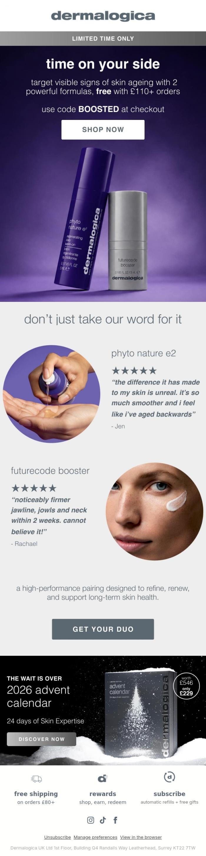 Email Design Inspiration from Dermalogica UK, Target Visible Signs of Ageing