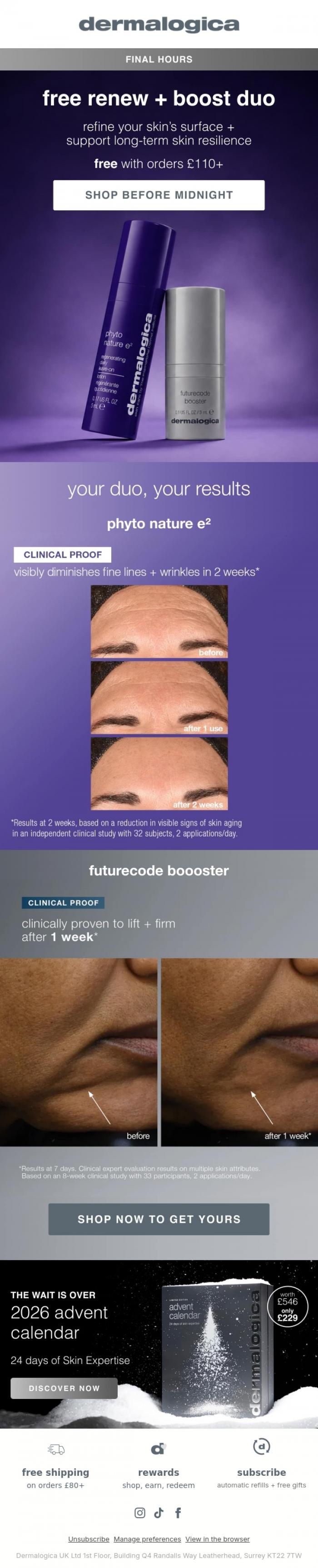 Email Design Inspiration from Dermalogica UK, FINAL HOURS: Free Duo ⏰