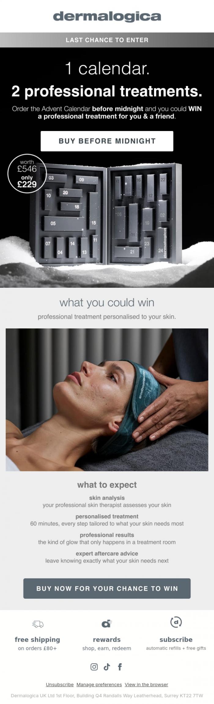 Email Design Inspiration from Dermalogica UK, Last Chance To WIN 👀