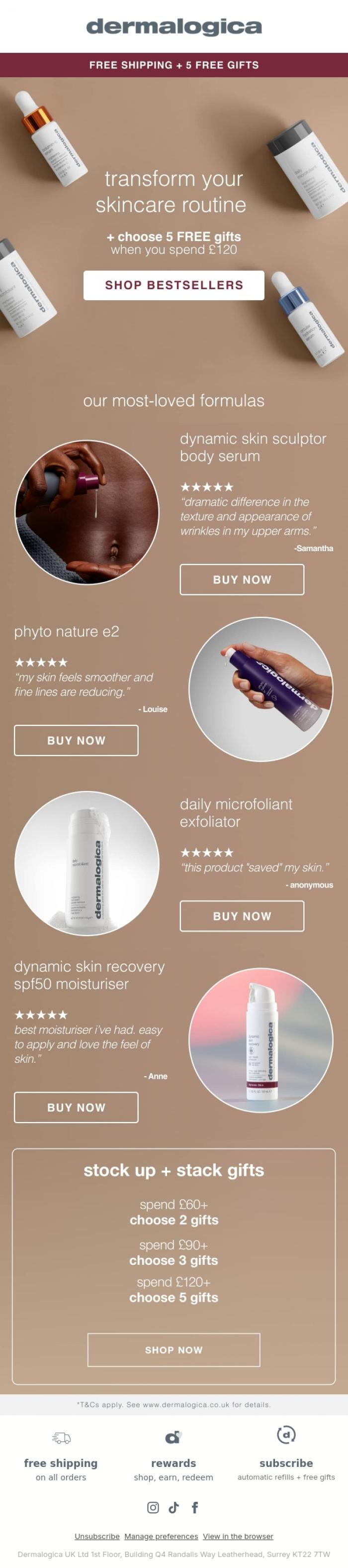 Email Design Inspiration from Dermalogica UK, Our Most-Loved Formulas