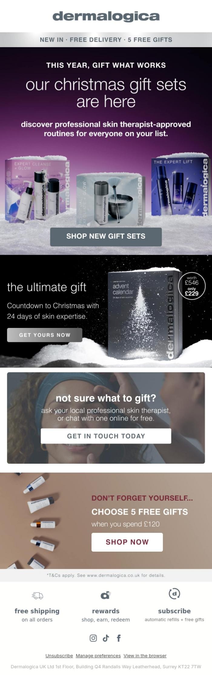 Email Design Inspiration from Dermalogica UK, NEW: Christmas gift sets have landed ✨