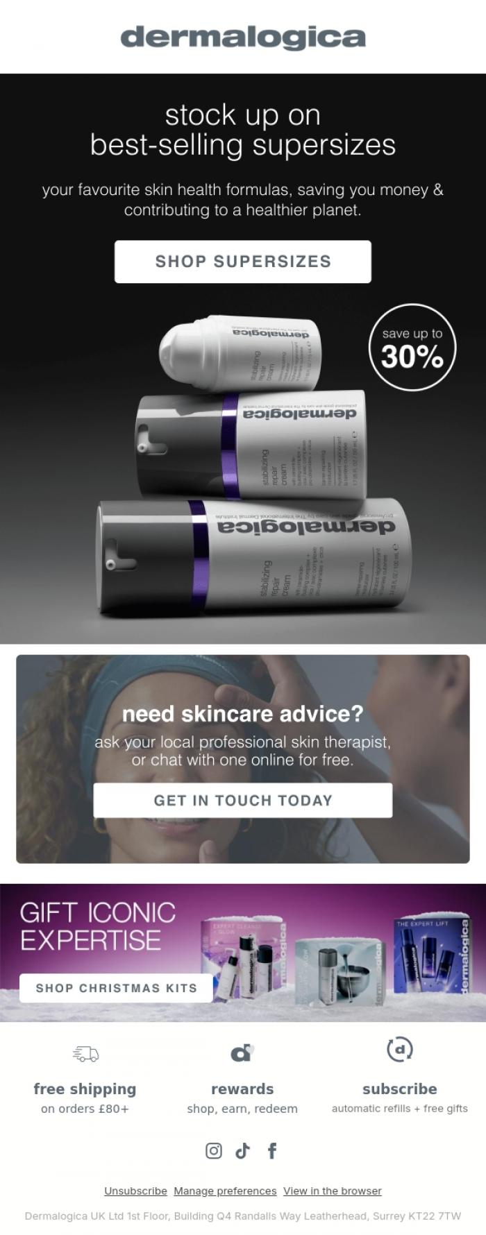 Email Design Inspiration from Dermalogica UK, Your favourites, just bigger.