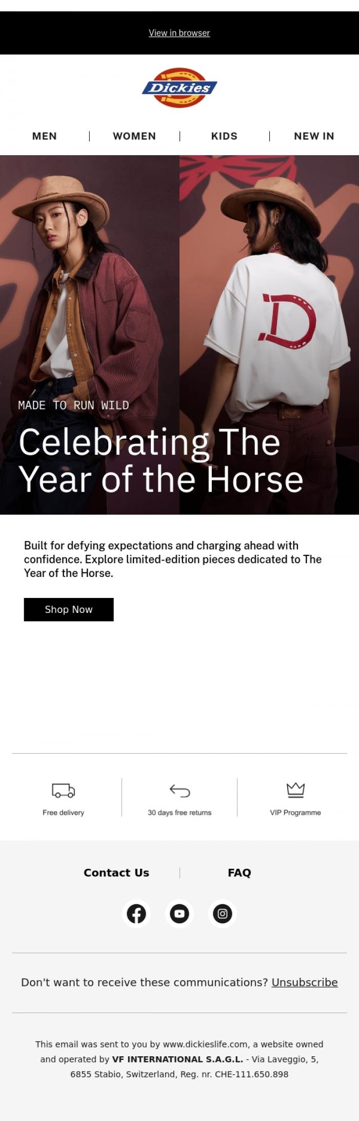 Email Design Inspiration from Dickies, Discover our fearless Year of the Horse collection