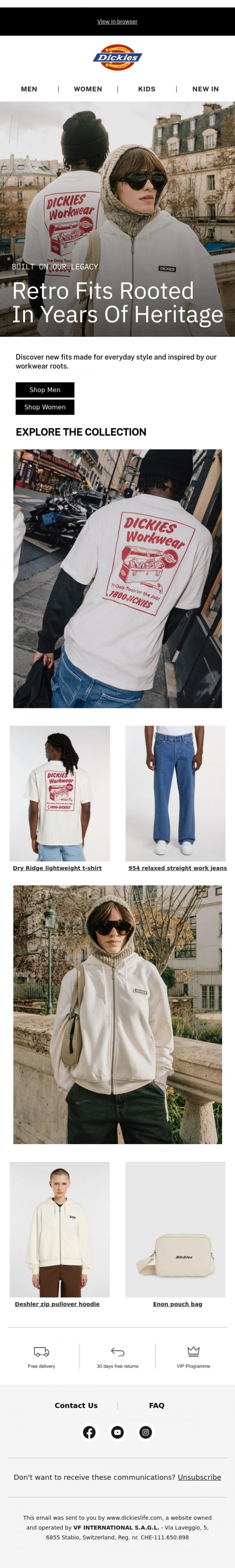 Email Design Inspiration from Dickies, Discover the new collection, where vintage meets modern