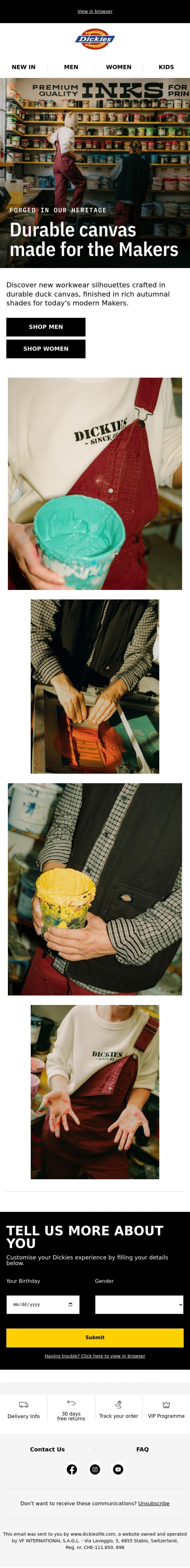 Email Design Inspiration from Dickieslife, Canvas styles, made for the Makers