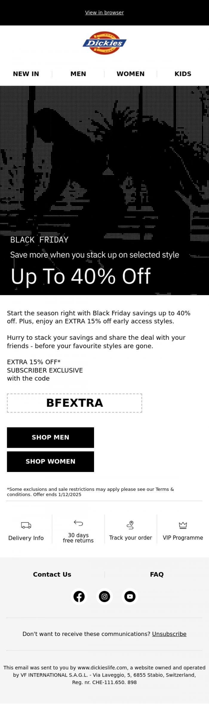 Email Design Inspiration from Dickieslife, Black Friday starts earlier! 🖤