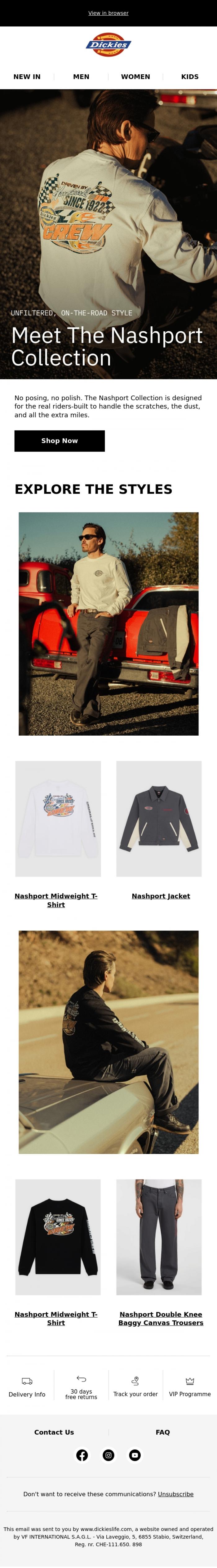 Email Design Inspiration from Dickieslife, Discover the new Nashport Collection