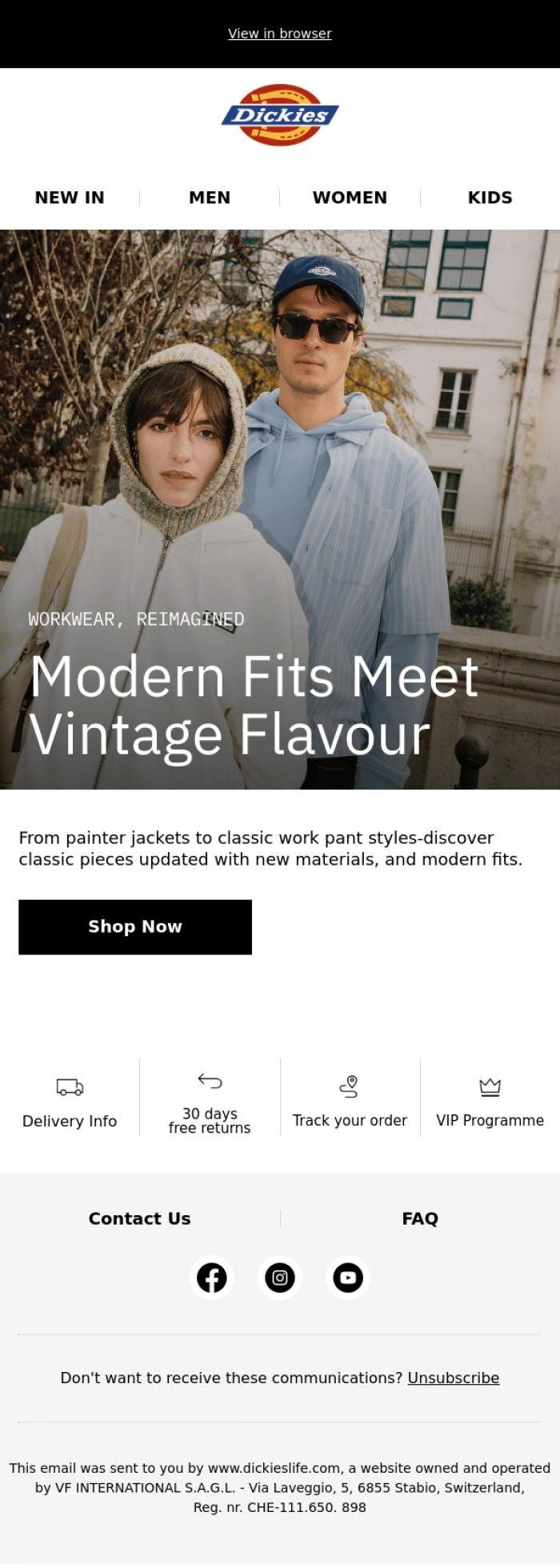 Email Design Inspiration from Dickieslife, Discover our new collection: rooted in our heritage, with a modern twist