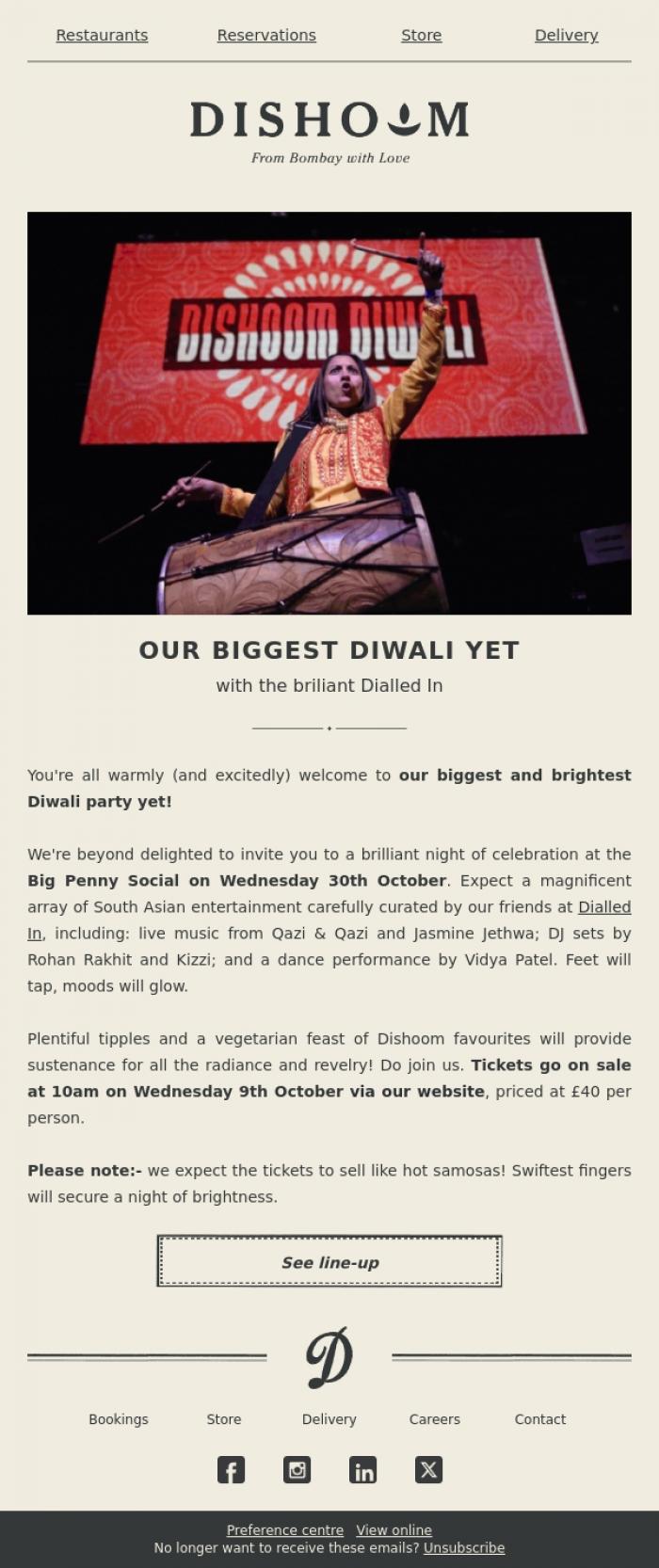 Email Design Inspiration from Dishoom, Celebrate Diwali with Dishoom