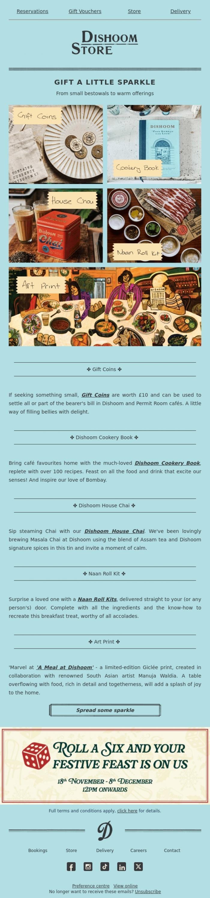 Email Design Inspiration from Dishoom, Magnificent first-class gifting!