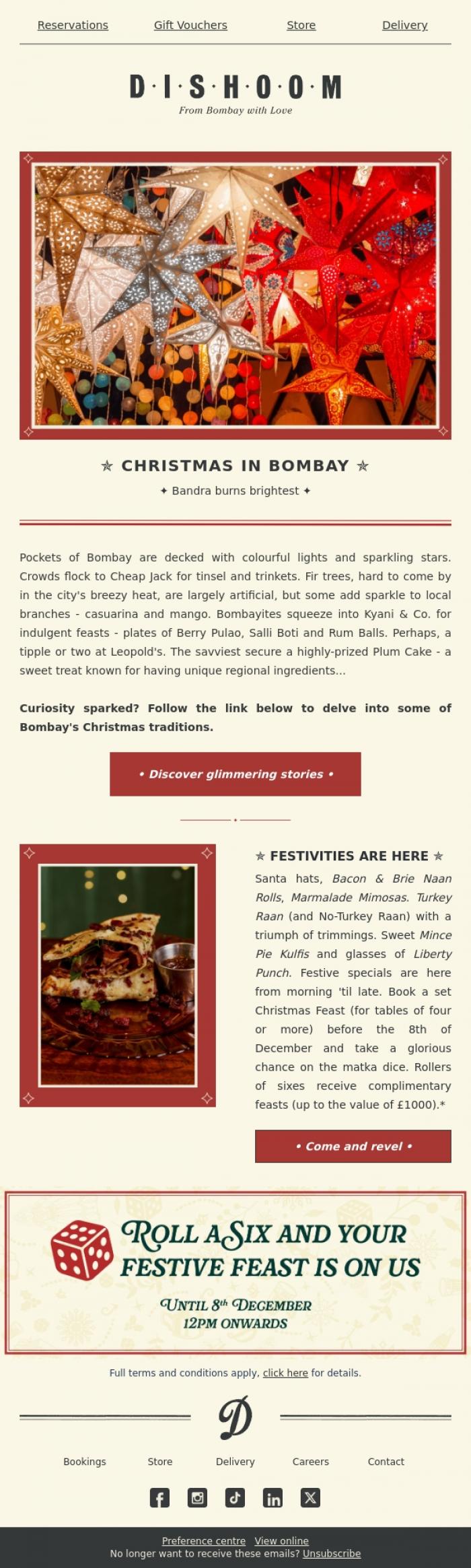 Email Design Inspiration from Dishoom, Christmas tales from Bombay