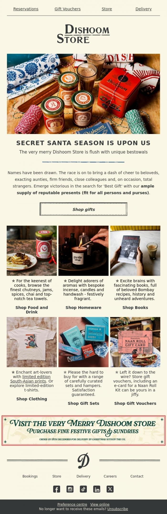 Email Design Inspiration from Dishoom, Festive gifting full of sparkle and promise 🎁