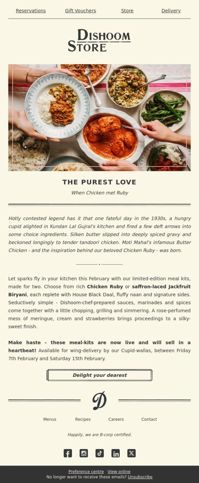 Email Design Inspiration from Dishoom, Feast to your heart's desire