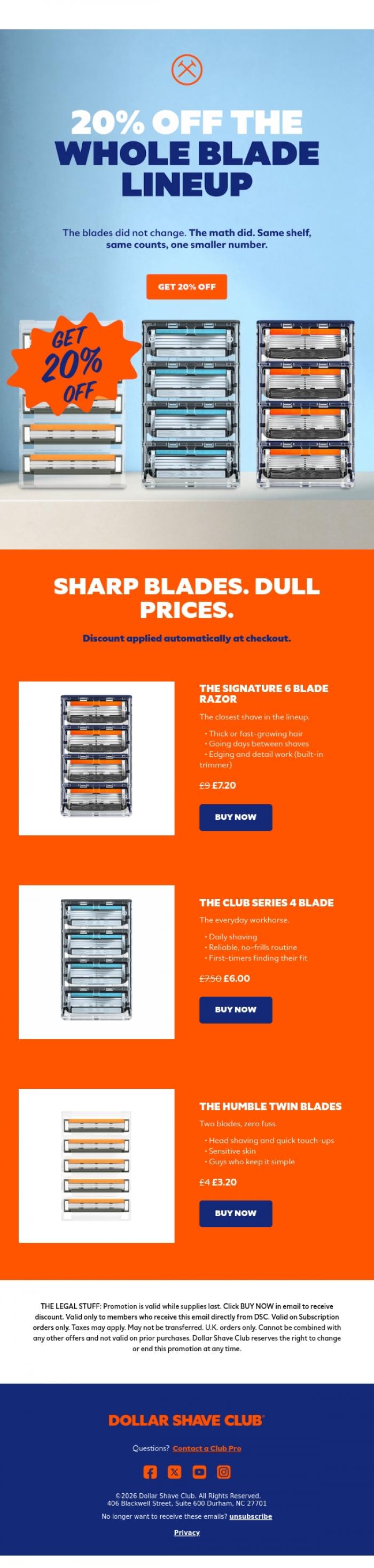 Email Design Inspiration from Dollar Shave Club UK, Count what is left in the drawer.