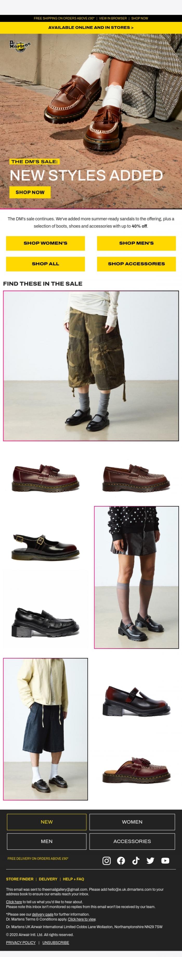 Email Design Inspiration from Dr. Martens, We've added more sandals to the sale