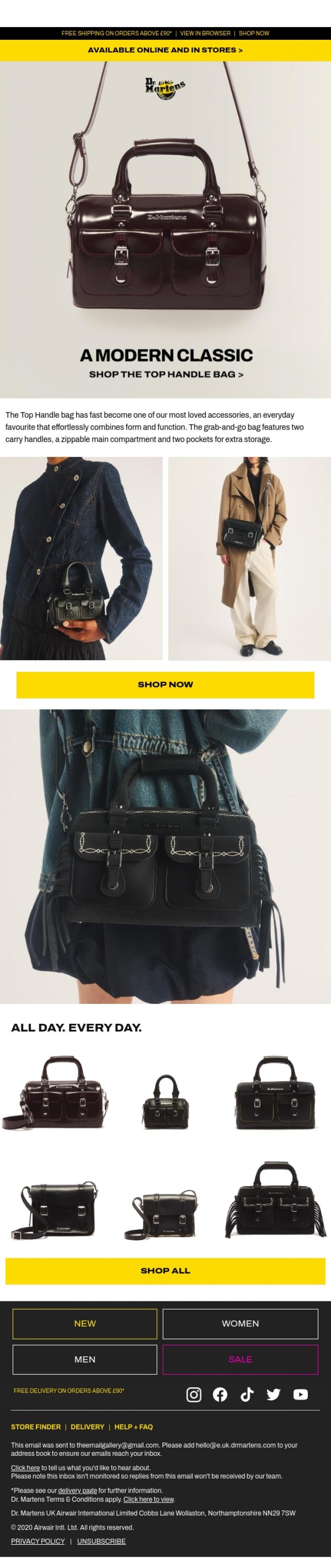 Email Design Inspiration from Dr. Martens, Start from the top