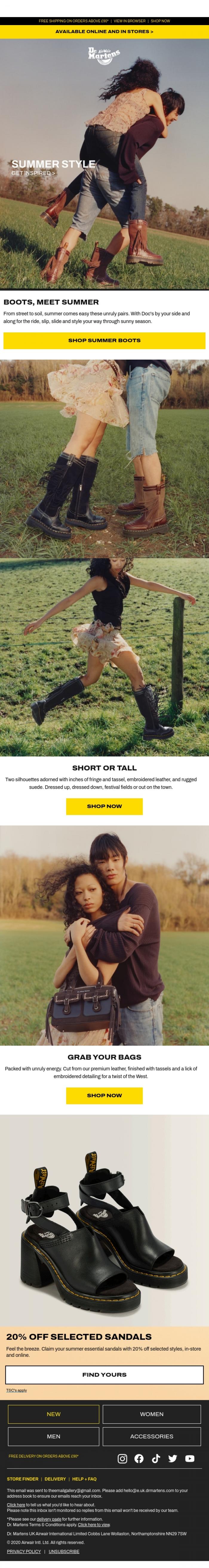 Email Design Inspiration from Dr. Martens, Sorry, sandals.