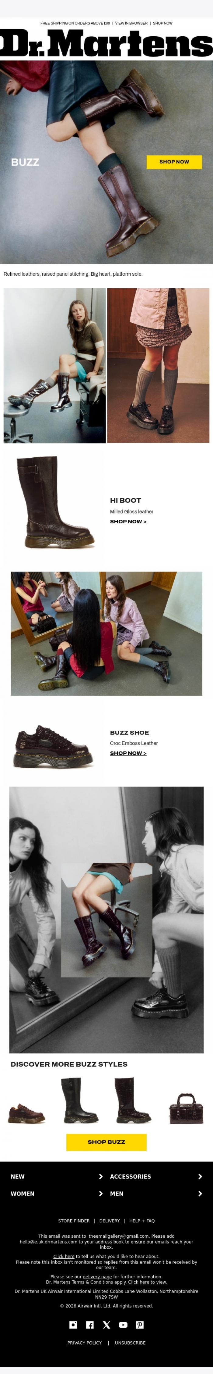 Email Design Inspiration from Dr. Martens, Finish the look