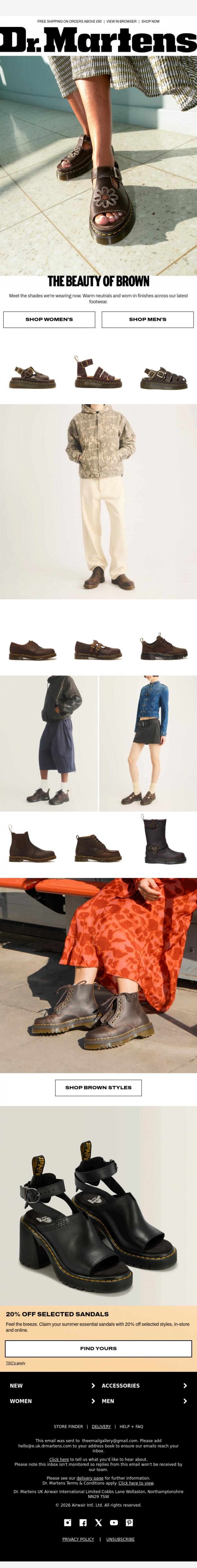 Email Design Inspiration from Dr. Martens, Your brown lineup starts here